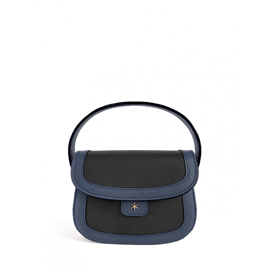 'Figaro Duo' Sac à main Cuir Nappa Bleu Nuit, Crème & Or