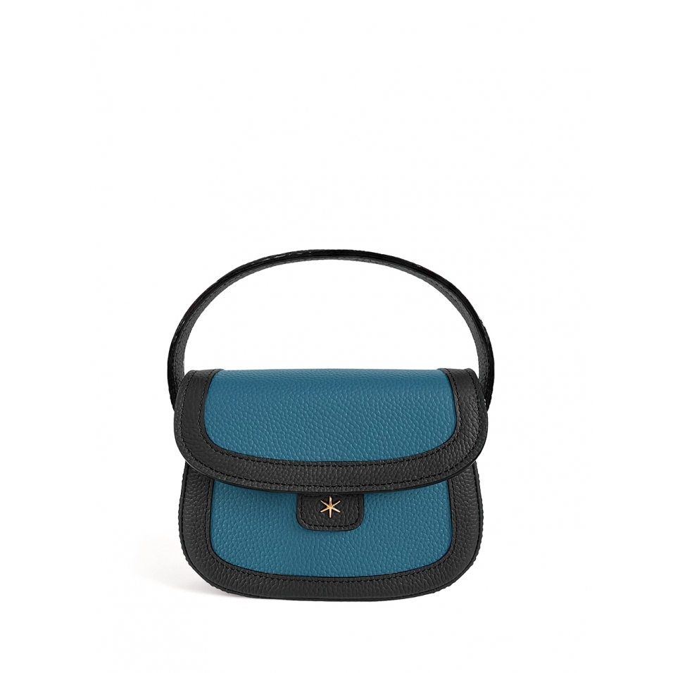 'Figaro Duo' Sac à main Cuir Nappa Noir, Indigo & Or