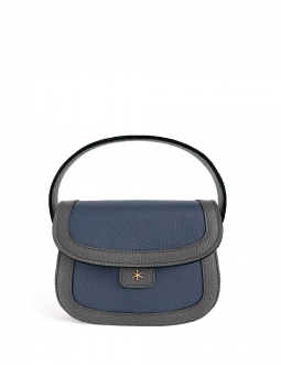 'Figaro Duo' Sac à main Cuir Nappa Ardoise, Bleu Nuit & Or