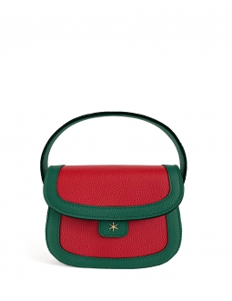 'Figaro Duo' Sac à main Cuir Nappa Vert Pin, Écrevisse & Or