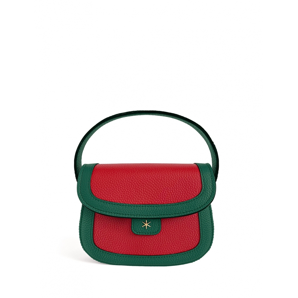 'Figaro Duo' Sac à main Cuir Nappa Vert Pin, Écrevisse & Or