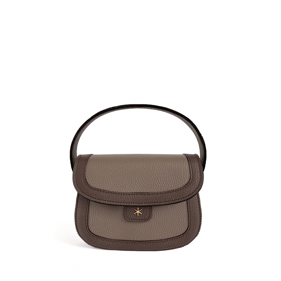 'Figaro Duo' Sac à main Cuir Nappa Chocolat, Volcan & Or