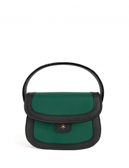 'Figaro Duo' Sac à main Cuir Nappa Noir, Vert Pin & Or