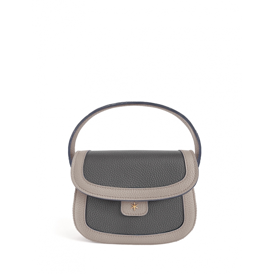 'Figaro Duo' Sac à main Cuir Nappa Perle, Ardoise & Or