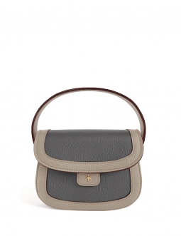 'Figaro Duo' Sac à main Cuir Nappa Tourterelle, Ardoise & Or