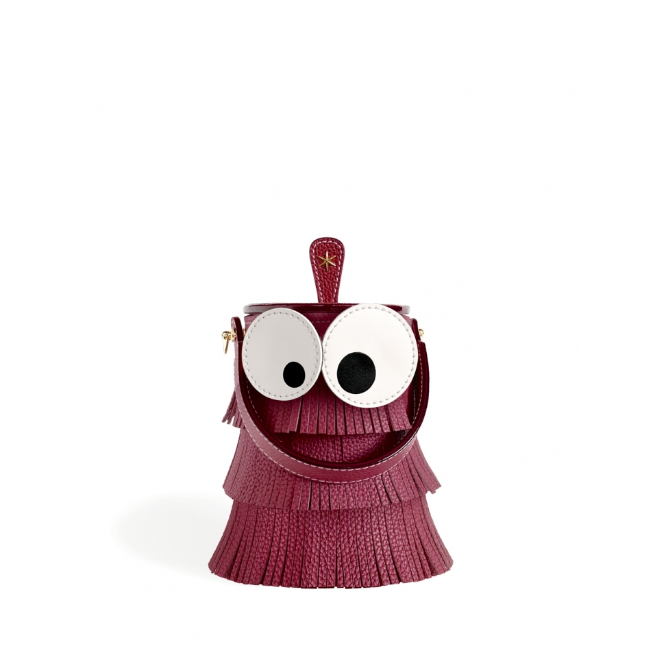'Octopuce' Sac seau Cuir Nappa Nappa Bordeaux & Or