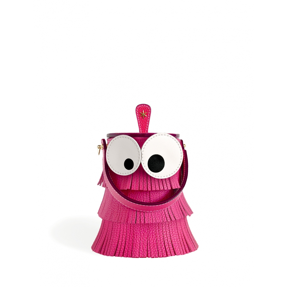 'Octopuce' Sac seau Cuir Nappa Nappa Fuchsia & Or