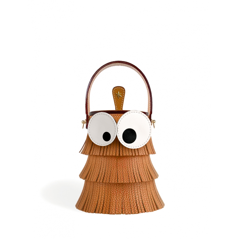 'Octopuce' Sac seau Cuir Nappa Nappa Cognac & Or