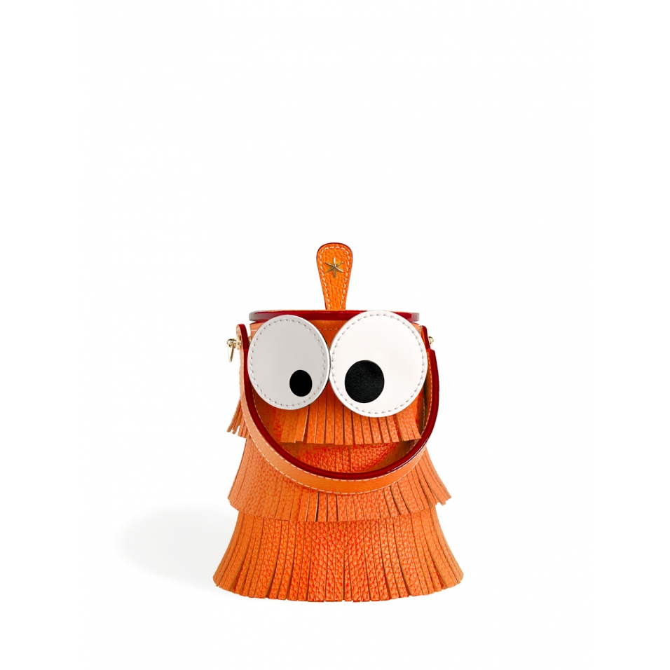'Octopuce' Sac seau Cuir Nappa Nappa Orange & Or