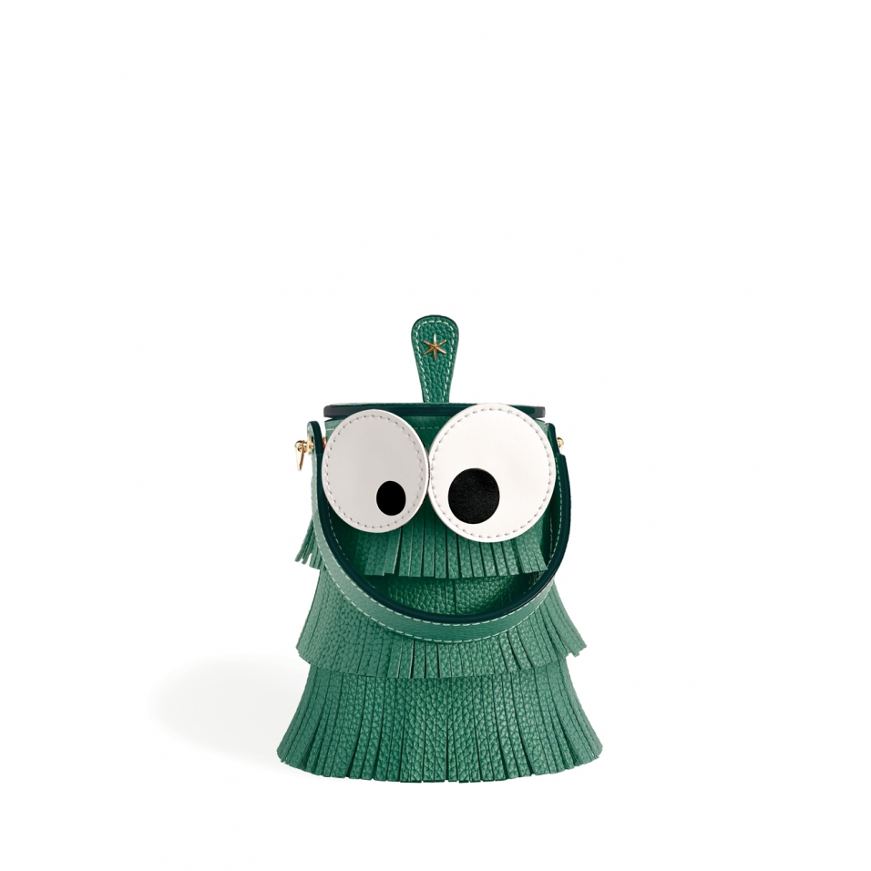'Octopuce' Sac seau Cuir Nappa Vert Pin & Or