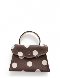 'Chantilly Pois' Sac à main Cuir Nappa Chocolat & Or