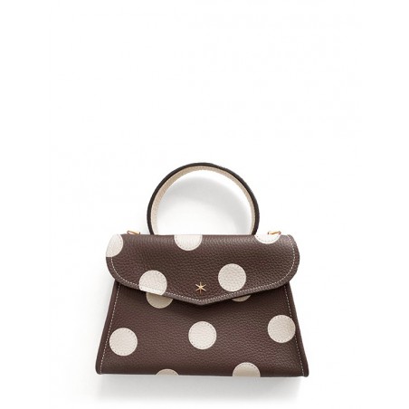'Chantilly Pois' Nappa Leather handbag Chocolate & Gold
