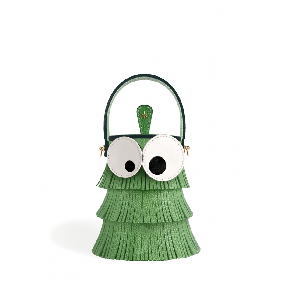 'Octopuce' Sac seau Cuir Nappa Asperge & Or