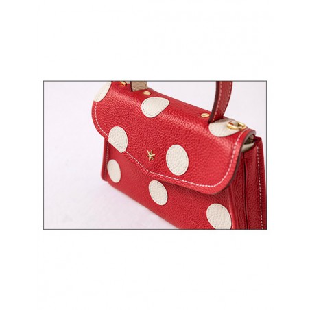 'Chantilly Pois' Nappa Leather handbag Red & Gold