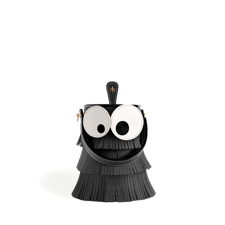 'Octopuce' Sac seau Cuir Nappa Ébène & Or