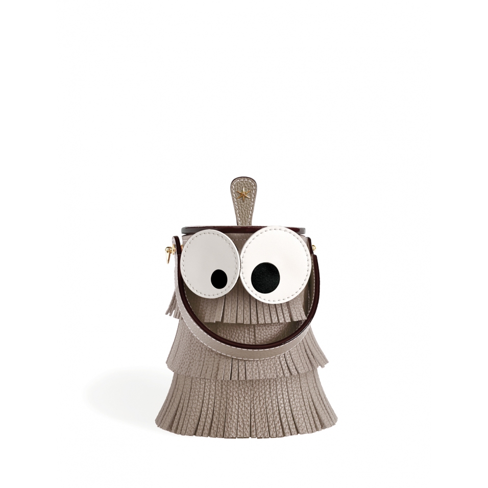 'Octopuce' Sac seau Cuir Nappa Tourterelle & Or