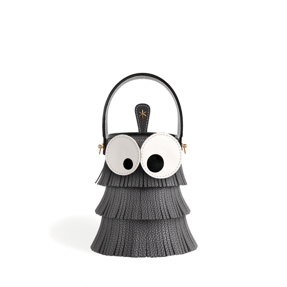 'Octopuce' Sac seau Cuir Nappa Ardoise & Or