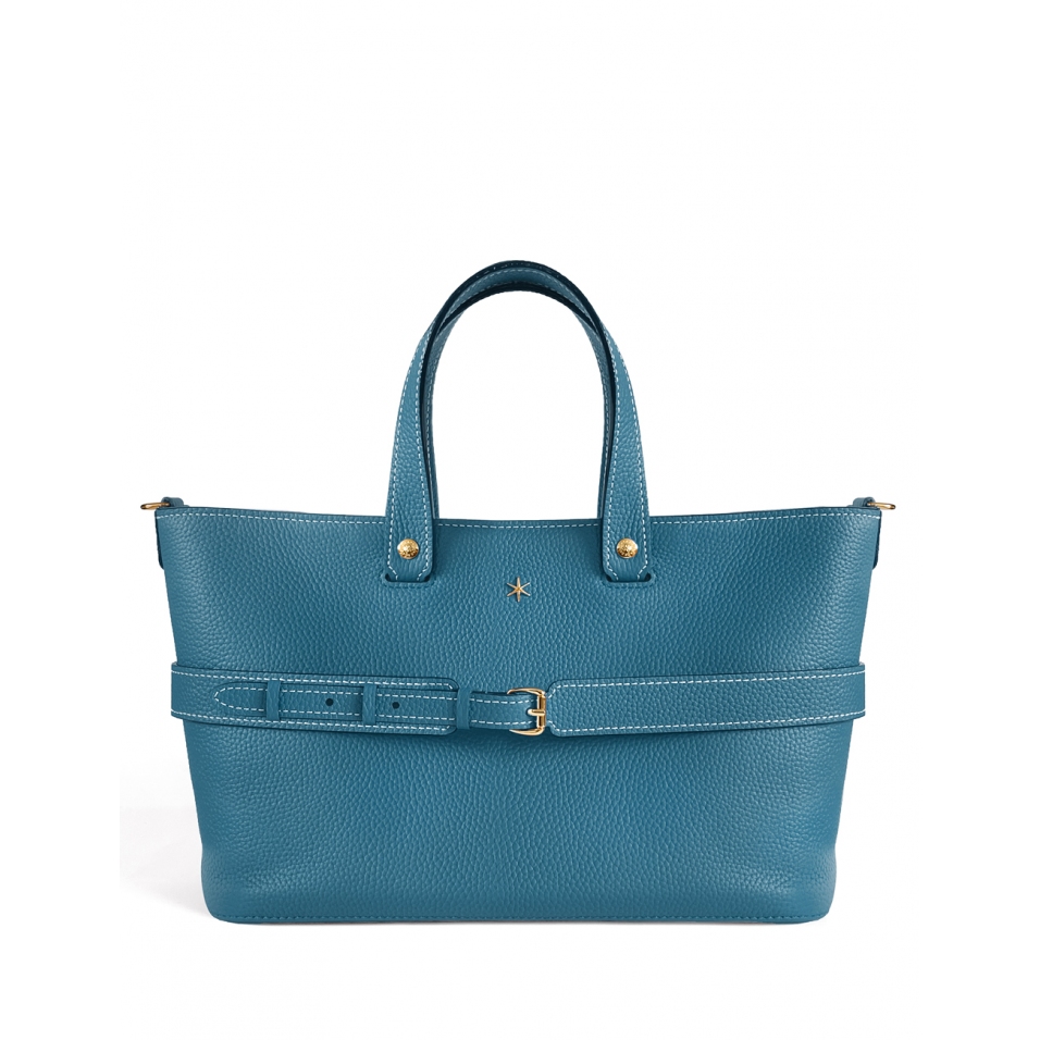 'Caravelle' Sac à main Cuir Nappa Indigo & Or