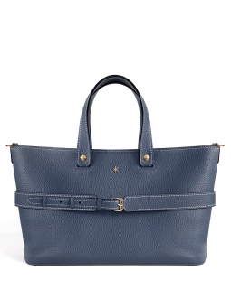 'Caravelle' Sac à main Cuir Nappa Bleu Nuit & Or