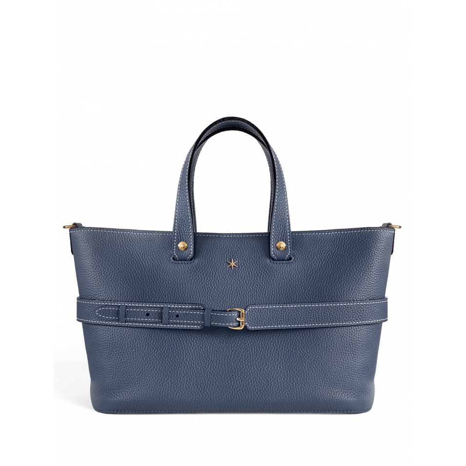 'Caravelle' Sac à main Cuir Nappa Bleu Nuit & Or