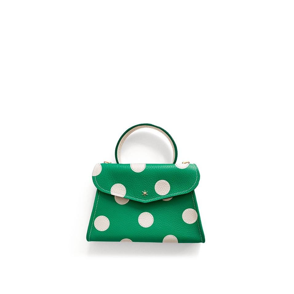 'Chantilly Pois' Sac à main Cuir Nappa Lagon & Or