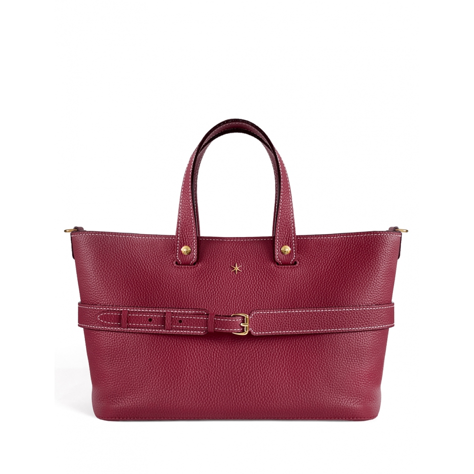 'Caravelle' Sac à main Cuir Nappa Bordeaux & Or