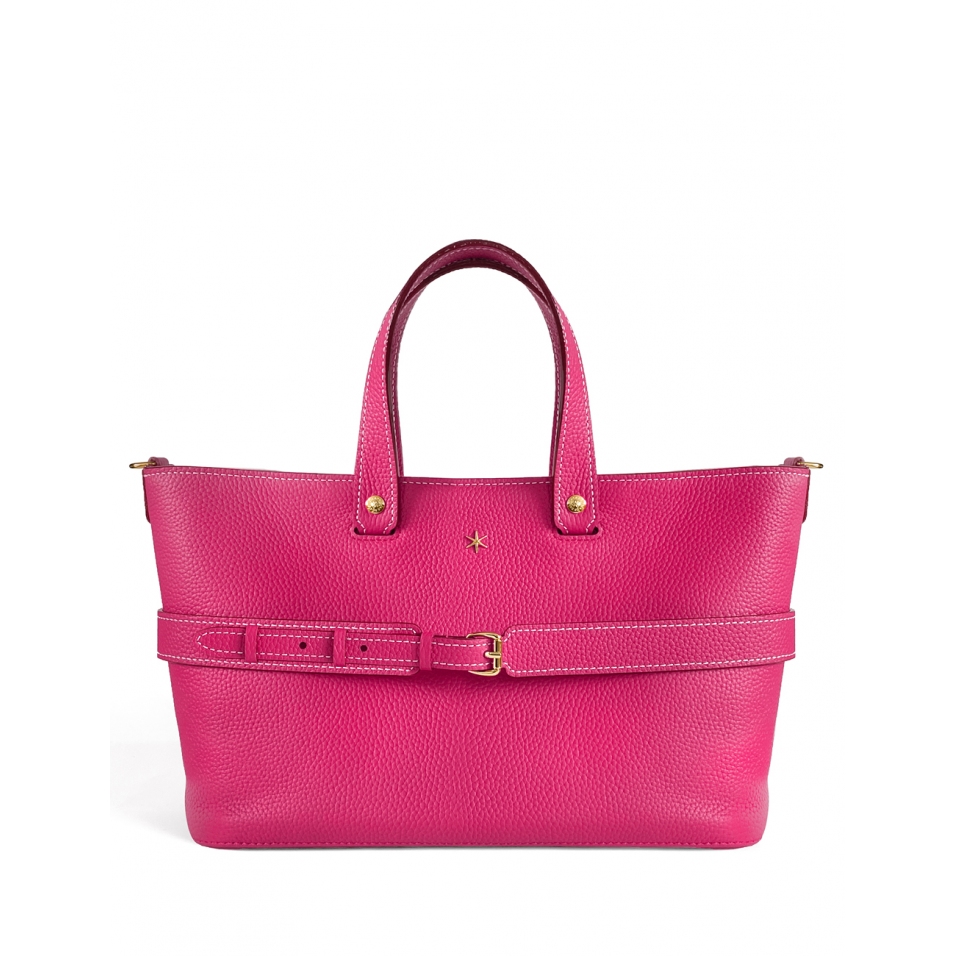 'Caravelle' Sac à main Cuir Nappa Fuchsia & Or